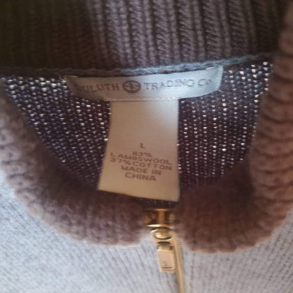 Duluth Trading Co 83% Lambswool Blue Full Zip‎ Sweater Sz L Vest - Picture 4 of 7